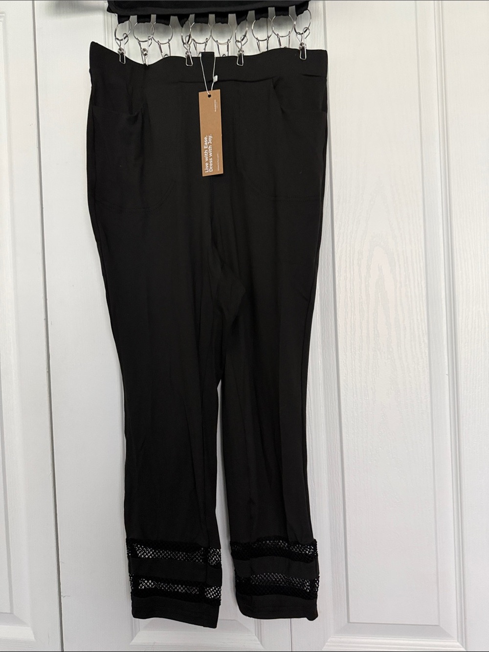 BloomChic Black Pants with Lace Trim